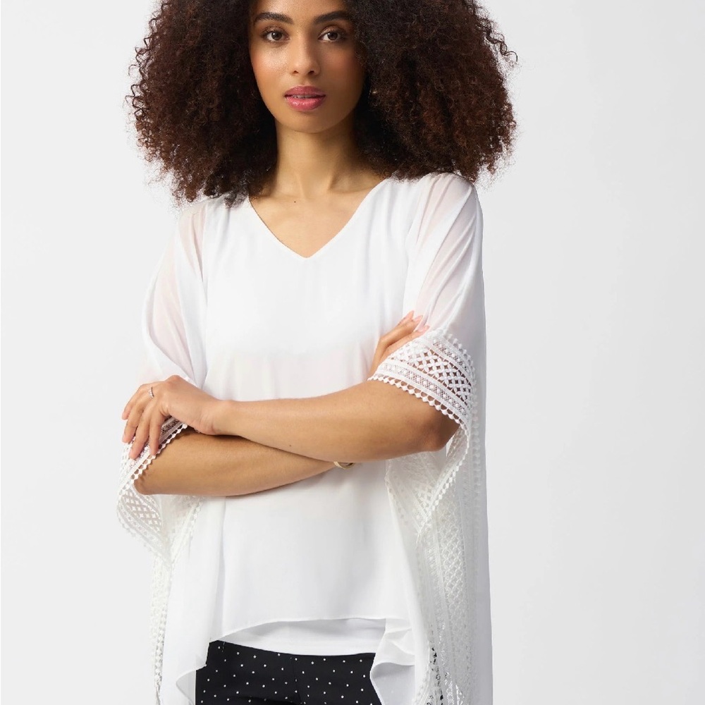 Joseph Ribkoff White Chiffon Blouse
